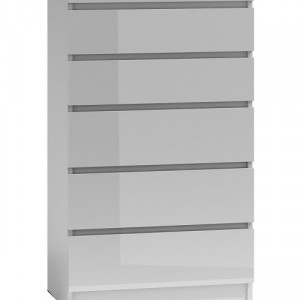 TECOA130 - Comoda 70 x 40 x 112 cm, Alb-Lucios
