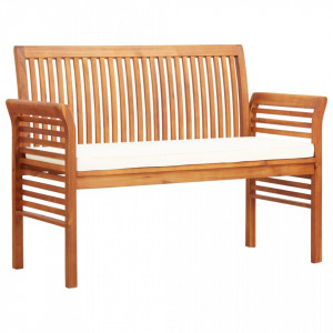 Banca gradina cu 2 locuri &amp; perna, 120 cm, lemn masiv acacia - V45967V