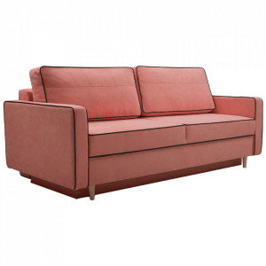 Canapea extensibilă, roz / negru, 213x100x90 cm - TP304098