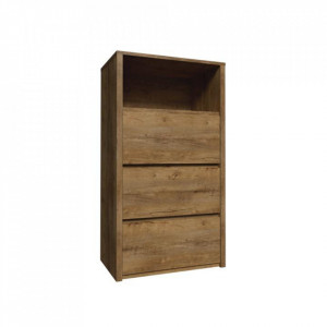Comodă cu trei sertare şi poliţă, 50x103x46 cm, stejar închis - TP347351