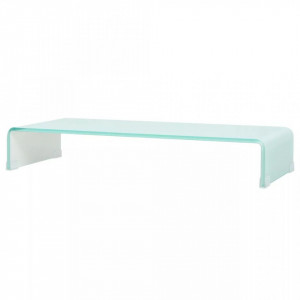 Comoda TV/Suport monitor, sticla, 80 x 30 x 13 cm, alb - V244145V