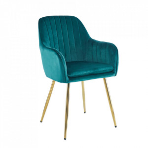 Fotoliu design, ţesătură de catifea smarald / crom-auriu - TP292652