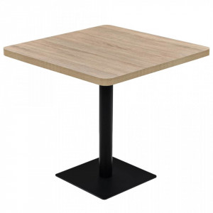 Masa bistro, MDF si otel, patrata, 80x80x75 cm, culoare stejar - V245614V
