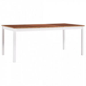Masa de bucatarie, alb si maro, 180 x 90 x 73 cm, lemn de pin - V283408V