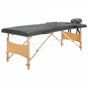 Masa de masaj cu 2 zone, cadru din lemn, antracit, 186 x 68 cm - V110171V