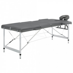 Masa de masaj cu 3 zone, cadru aluminiu, antracit, 186 x 68 cm - V110175V