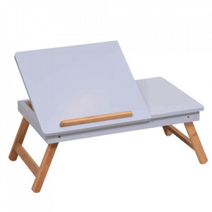 Masă pliabilă pentru laptop, bambus alb / natural, MELTEN