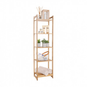Poliţă cu 5 rafturi, bambus natural, 35x25x128 cm - TP272253
