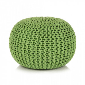 Puf tricotat manual, bumbac, 50 x 35 cm, verde - V245074V