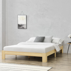Rama pat lemn brad, culoarea lemnului, 204 x 144 x 30 cm - P72514406