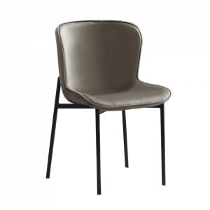 Scaun de masă, ţesătură de catifea gri-maro - TP297847