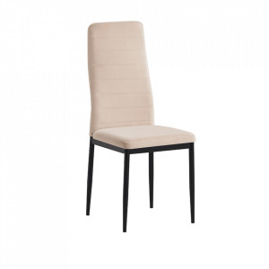 Scaun, ţesătură catifea bej / metal negru - TP285403