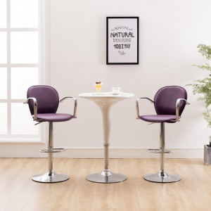 Scaune de bar cu brate, 2 buc., violet, piele ecologica - V249708V