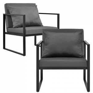 Set 2 scaune exterior LerumS metal/poliester negru/gri inchis - P56655999