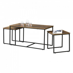 Set 3 masute cafea living, neru/maro - P77781043