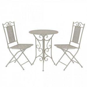 Set mobilier bistro, 3 piese, gri, otel - V43153V