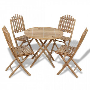 Set mobilier de exterior pliabil, 5 piese, bambus - V41497V