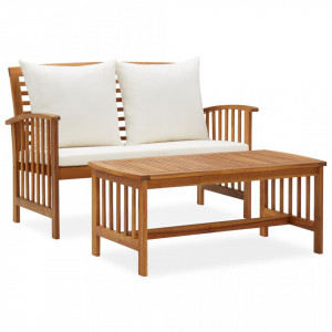 Set mobilier de gradina cu perne, 2 piese, lemn masiv de acacia - V310263V