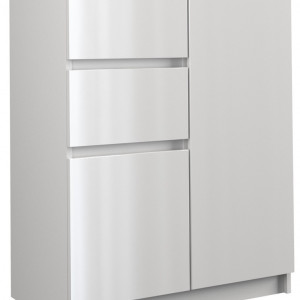TECOA116 - Comoda 70 x 40 x 97 cm, Alb-Lucios
