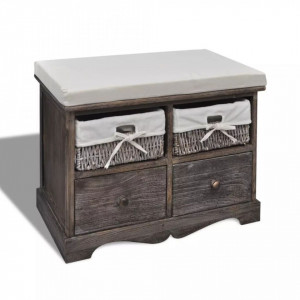 Banca de depozitare, maro, 62x33x42 cm, lemn de paulownia - V240791V