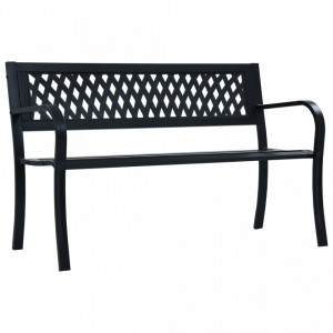 Banca de gradina, negru, 125 cm, otel - V47943V