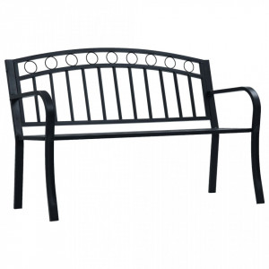 Banca de gradina, negru, 125 cm, otel - V47945V