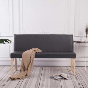 Banca, gri, 139,5 cm, piele ecologica - V281332V