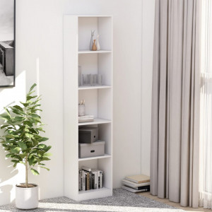 Biblioteca cu 5 rafturi, alb, 40 x 24 x 175 cm, PAL - V800846V