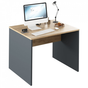 Birou, măsuţă, masă PC, gri şi stejar, 100 cm - TP281233