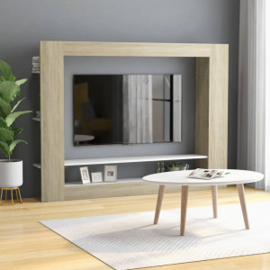 Comoda TV, alb si stejar Sonoma, 152 x 22 x 113 cm, PAL - V800743V