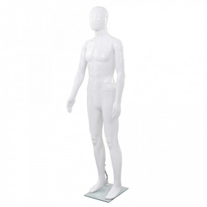 Corp manechin masculin, cu suport din sticla, Alb lucios 185 cm - V142926V