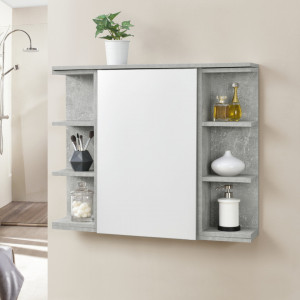 Dulap baie de perete cu oglinda, efect beton - P75662357