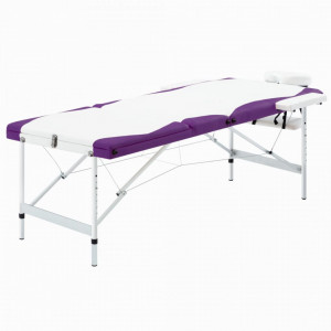 Masa de masaj pliabila, 3 zone, alb si violet, aluminiu - V110241V