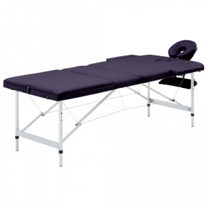 Masa de masaj pliabila cu 3 zone, violet vin, aluminiu - V110199V