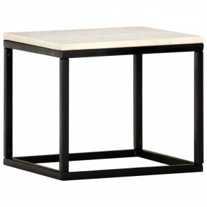 Masuta cafea, alb, 40x40x35 cm, piatra naturala, aspect marmura - V286436V