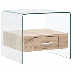 Masuta de cafea cu sertar, 50 x 50 x 45 cm, sticla securizata - V284724V