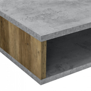 Masuta de cafea moderna Model 8 - cu compartiment depozitare - MDF, 110 x 60 x 30cm - efect beton/lemn - P55319537