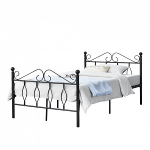 Pat rama metalica, negru mat, pentru 1 persoana - P71934874