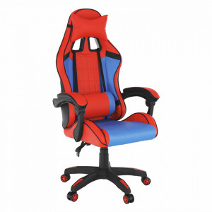 Scaun de birou, gaming, albastru și roşu, 64x60x122-132 cm - TP279408