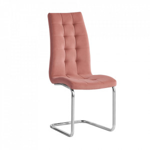 Scaun de masă, ţesătură de catifea roz / crom - TP285444