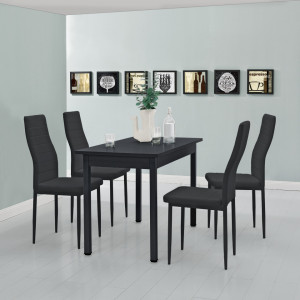 Set design masa bucatarie cu 4 scaune, negru - P53158106