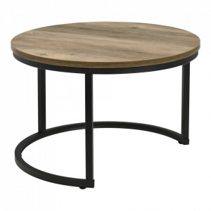 Set doua bucati masuta cafea Titanic, PAL/metal, negru/culoarea lemnului, marimi diferite - P66225100