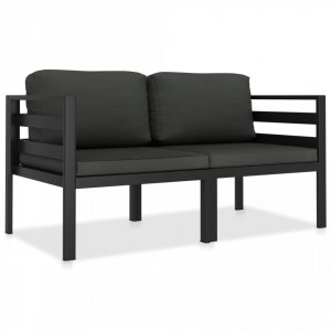 Set mobilier de gradina cu perne, 2 piese, antracit, aluminiu - V49238V
