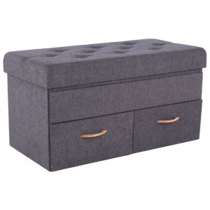 Taburet, scăunel, băncuţă cu spaţiu pentru depozitare, gri, 84x43x42 cm - TP221287