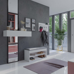 TEBAA107 - Bancuta, pantofar, 100x 35 x 49 cm, Alb, PAL