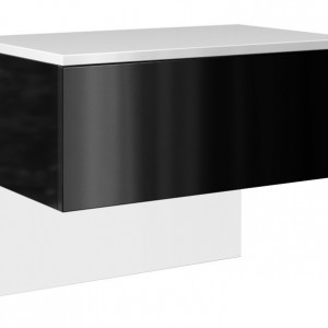 TENOA-N101 - Noptiera 61 x 35 x 46 cm, Alb-Negru-Lucios