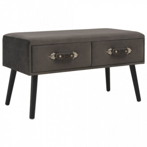 Bancheta cu sertare, gri, 80 cm, catifea - V277080V