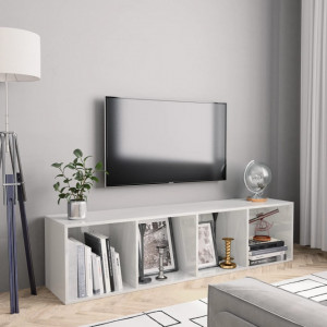 Biblioteca/Comoda TV, alb extralucios, 143 x 30 x 36 cm - V800267V