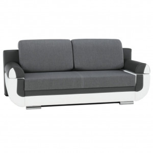 Canapea, piele ecologică alba+gri/material textil gri, 204x89x90 cm - TP88081