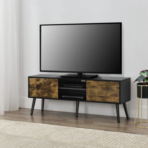 Comoda TV negru/efect lemn nuanta inchisa - P73649700